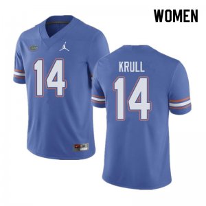 Women's Florida Gators #14 Lucas Krull NCAA Jordan Brand Blue Authentic Stitched College Football Jersey OZH5462VQ